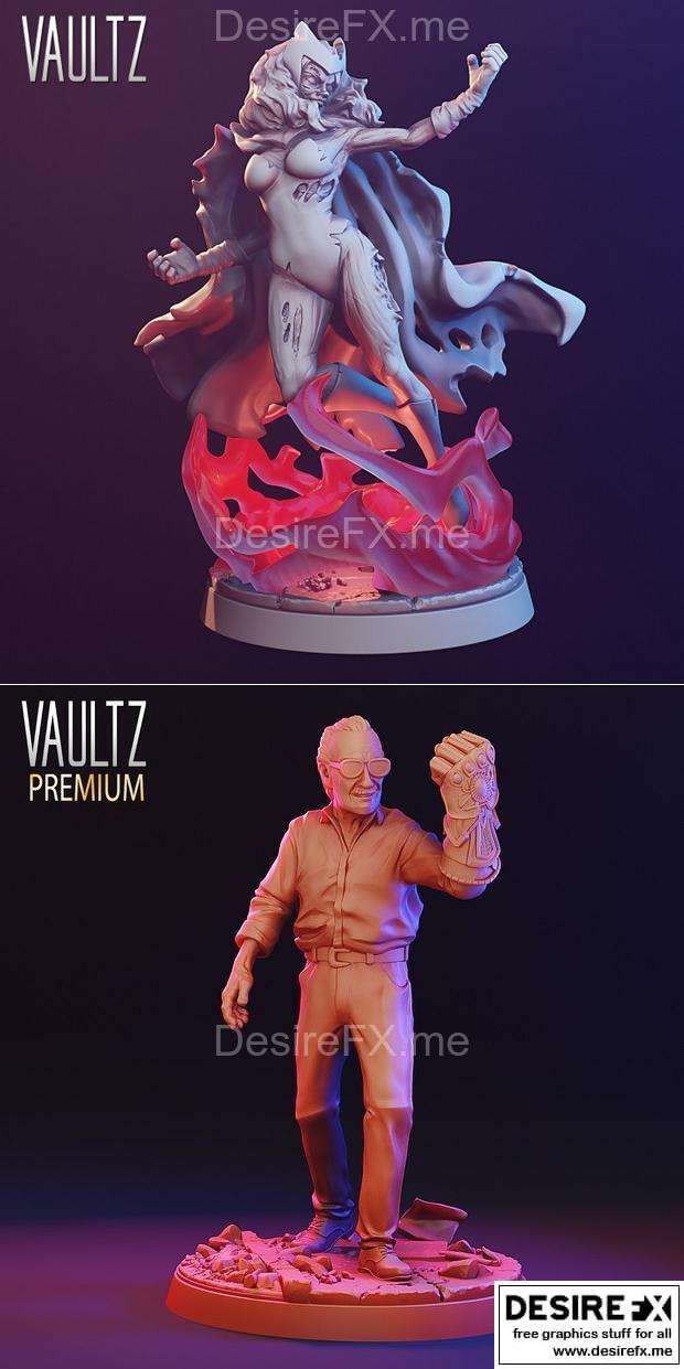 红衣女巫僵尸与斯坦·李 3D打印模型|Scarlet Witch Zombie and Stan Lee – 3D Print Model STL