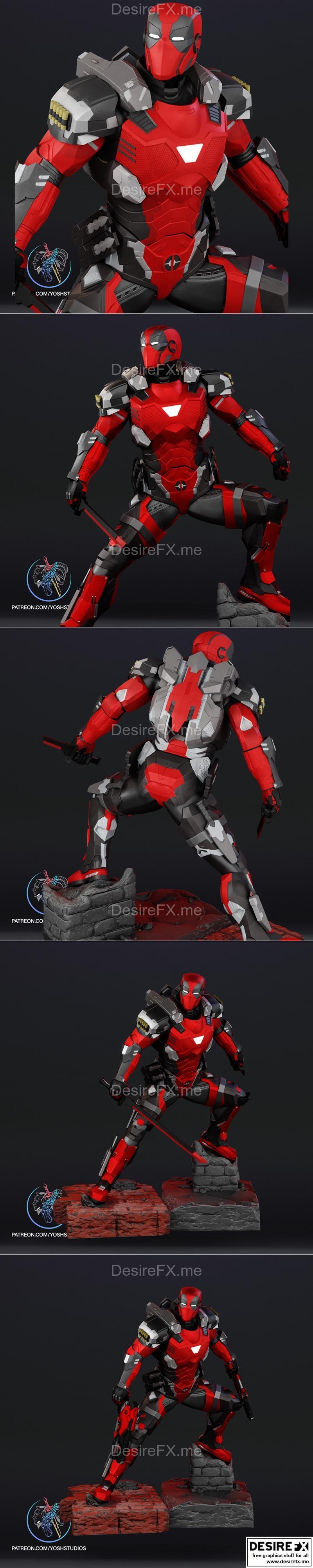 装甲版死侍3D打印模型|Armorized Deadpool Statue – 3D Print Model STL