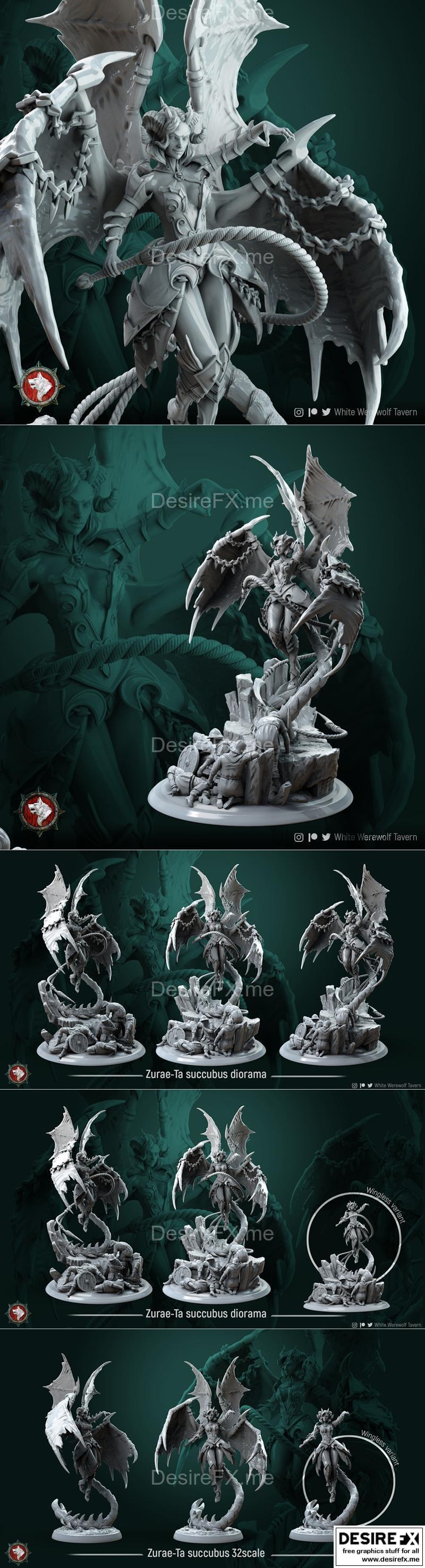 Zurae-吸血鬼迪奥拉姆 3D打印模型|Zurae-Ta succubus diorama – 3D Print Model STL