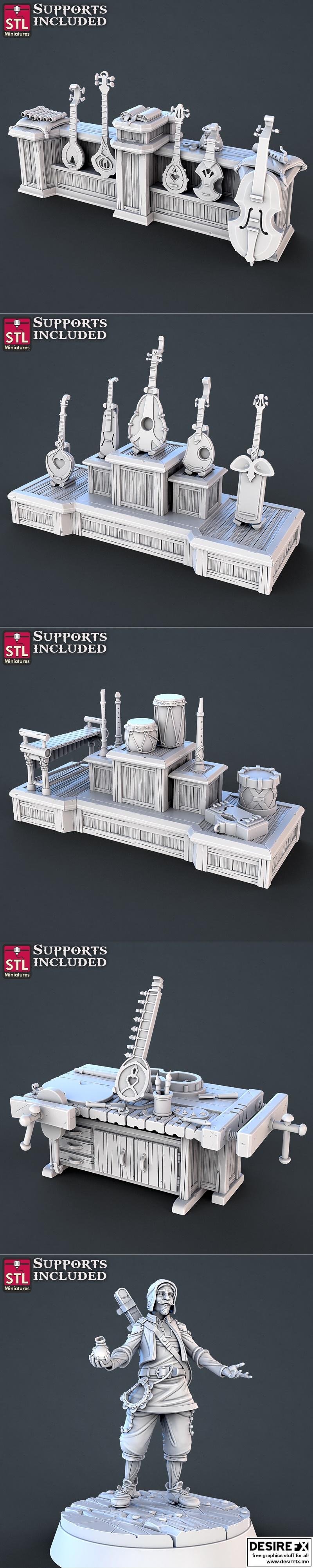 STL迷你模型：恶魔与音乐店主题3D打印收藏套装|STL Miniatures – Demons Set and Music Store Set June 2023 – 3D Print Model STL