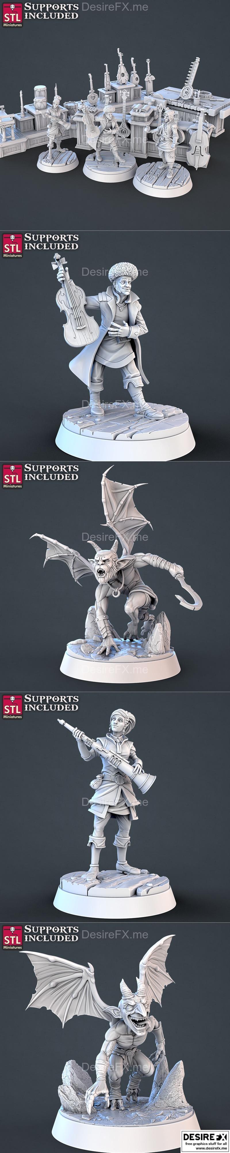 STL迷你模型：恶魔与音乐店主题3D打印收藏套装|STL Miniatures – Demons Set and Music Store Set June 2023 – 3D Print Model STL