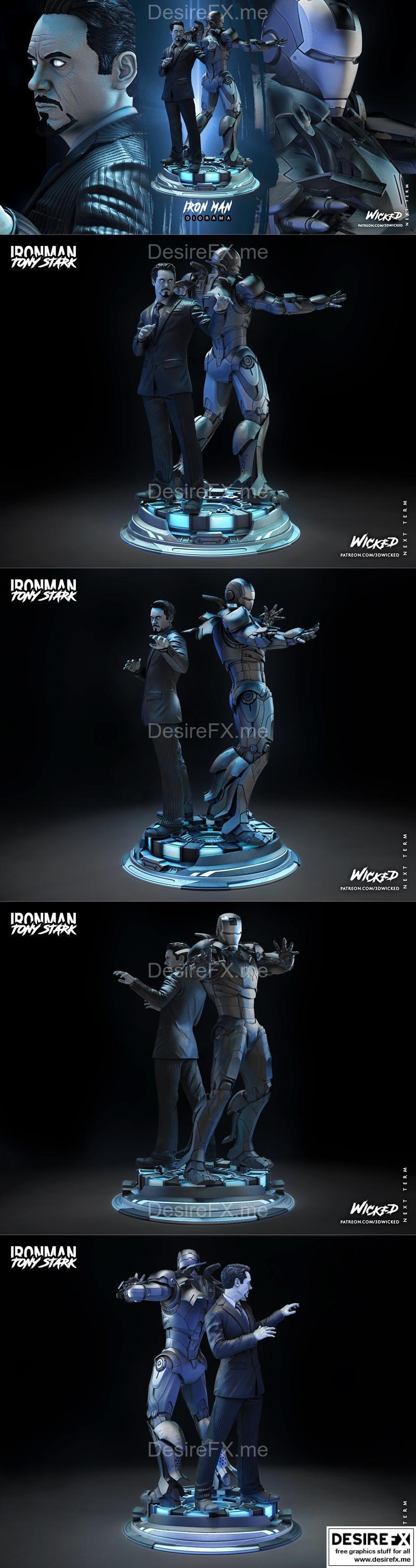 迪奥拉玛 3D打印模型 铁人斯塔克|WICKED – Base Diorama Iron Man and Tony Stark – 3D Print Model STL