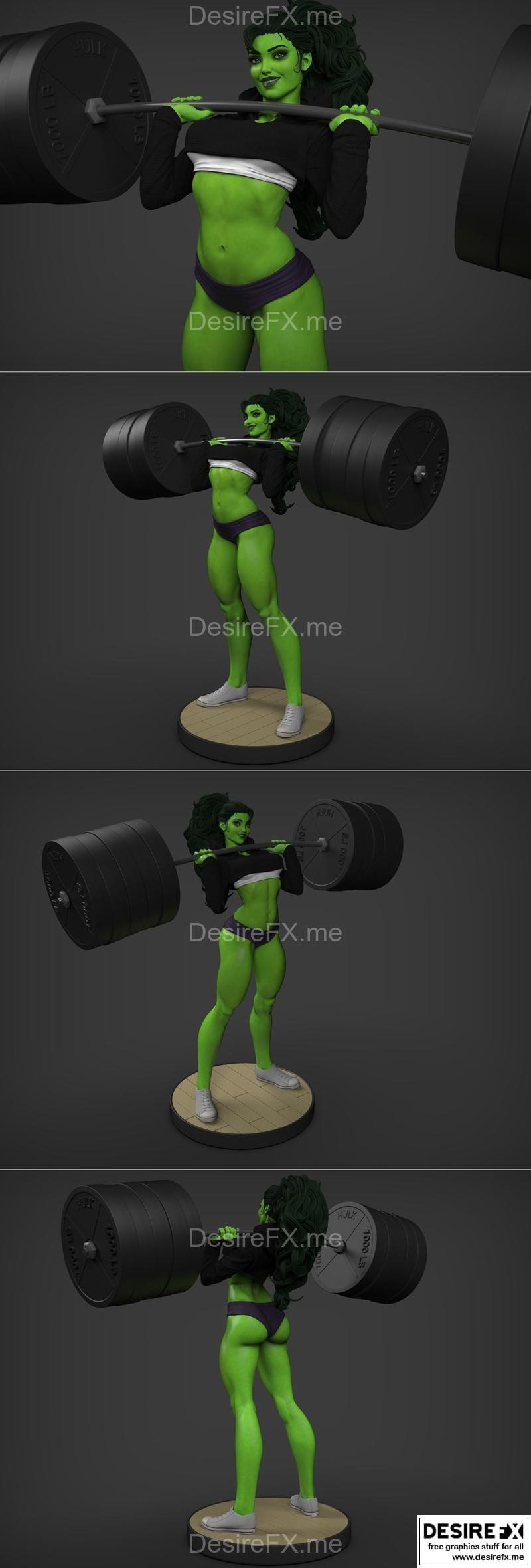她 Hulk 举重 3D打印模型|She Hulk Weight Lifting – 3D Print Model STL