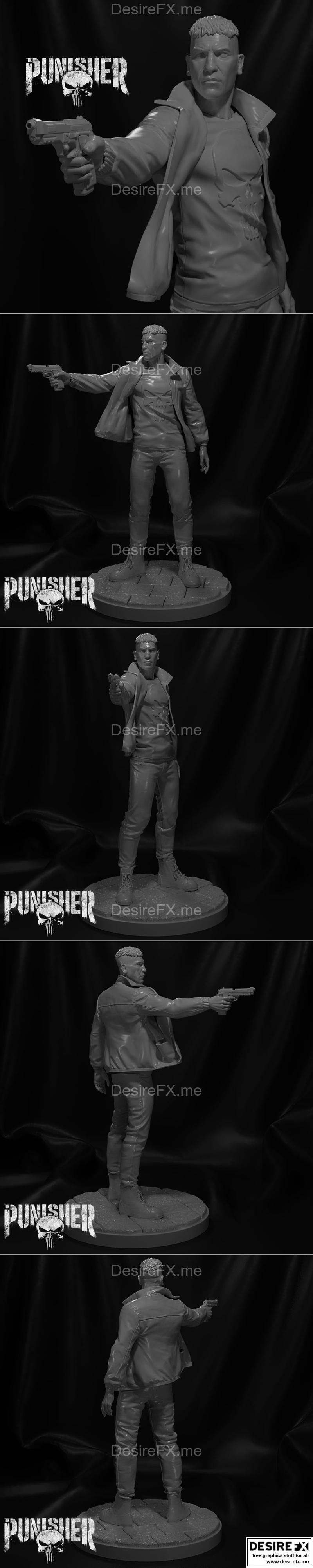 惩罚者持枪雕像 3D打印模型|Punisher statue of holding gun – 3D Print Model STL