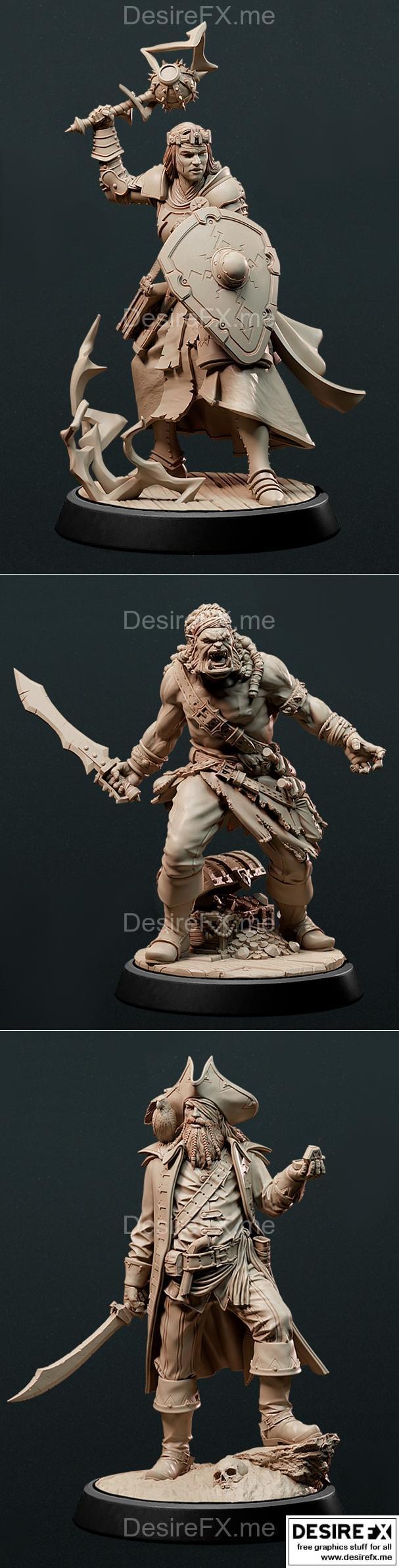 奥术海盗与马特·琼斯及让娜·杜托纳雷——3D打印模型|Orc Pirate and Matt Jones and Jeanne Du Tonnerre – 3D Print Model STL