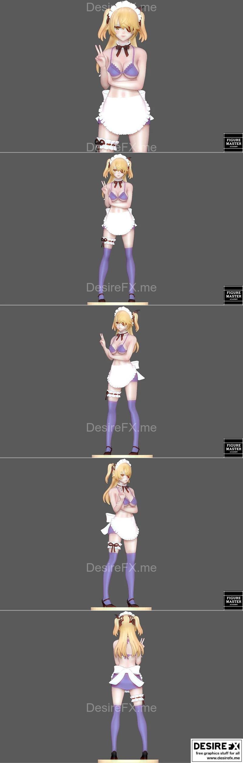 Figuremaster - 女仆Fischl 3D打印模型|Figuremaster – Fischl Maid – 3D Print Model STL