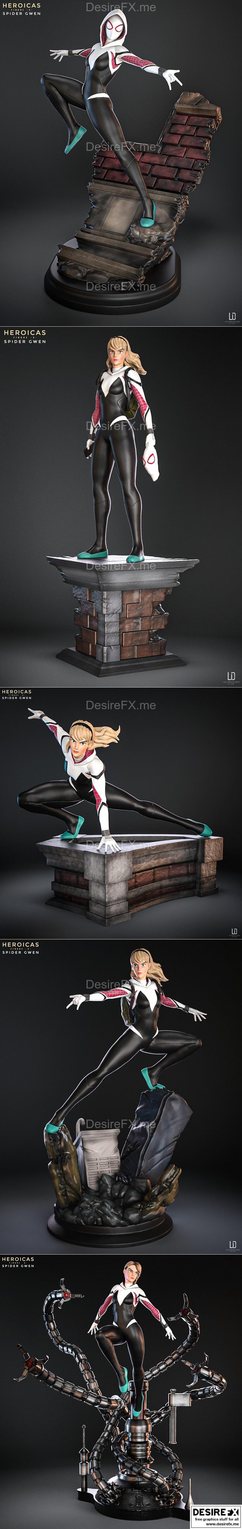 英雄级——蛛形女3D打印模型|Heroicas – Figure 3 – Spider Gwen – 3D Print Model STL