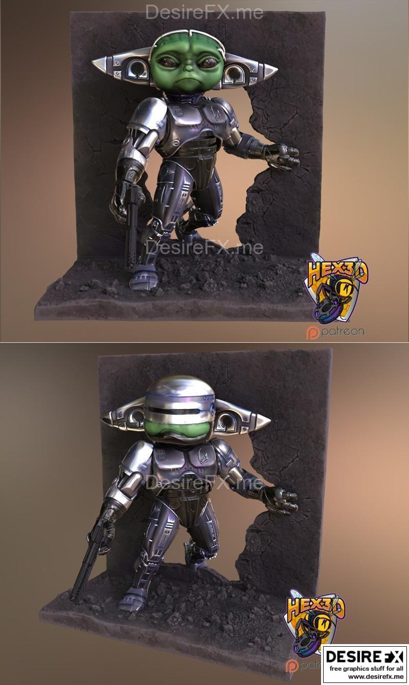 Hex3D - 哥卢Cop - 3D打印模型|Hex3D – GroguCop – 3D Print Model STL