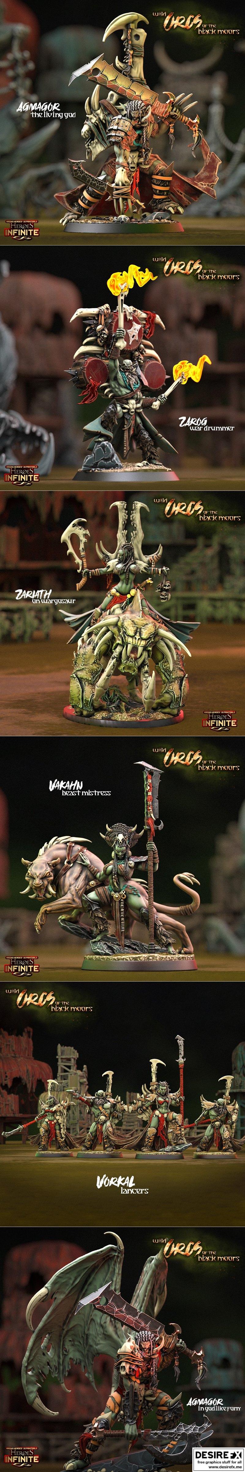 黑沼野蛮奥克族 3D打印模型|Heroes Infinite – Wild Orcs of the Black Moors June 2023 – 3D Print Model STL