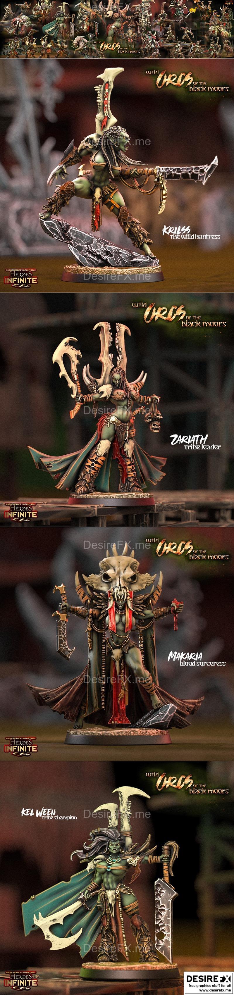 黑沼野蛮奥克族 3D打印模型|Heroes Infinite – Wild Orcs of the Black Moors June 2023 – 3D Print Model STL