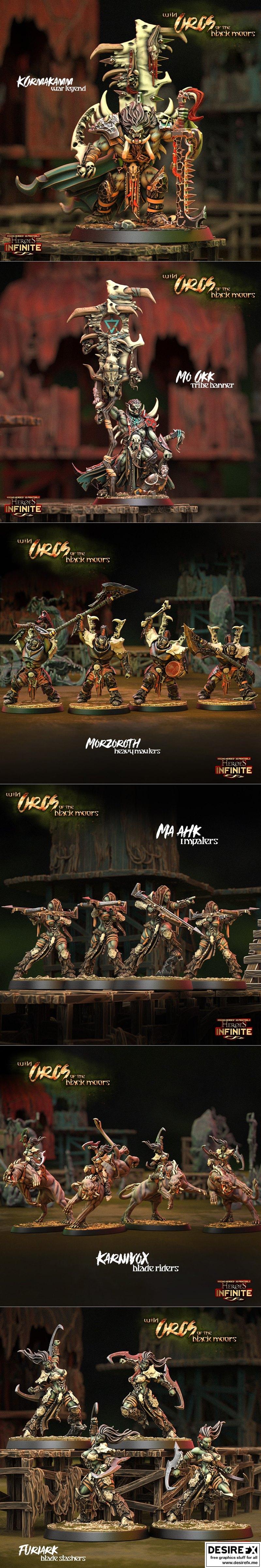 黑沼野蛮奥克族 3D打印模型|Heroes Infinite – Wild Orcs of the Black Moors June 2023 – 3D Print Model STL