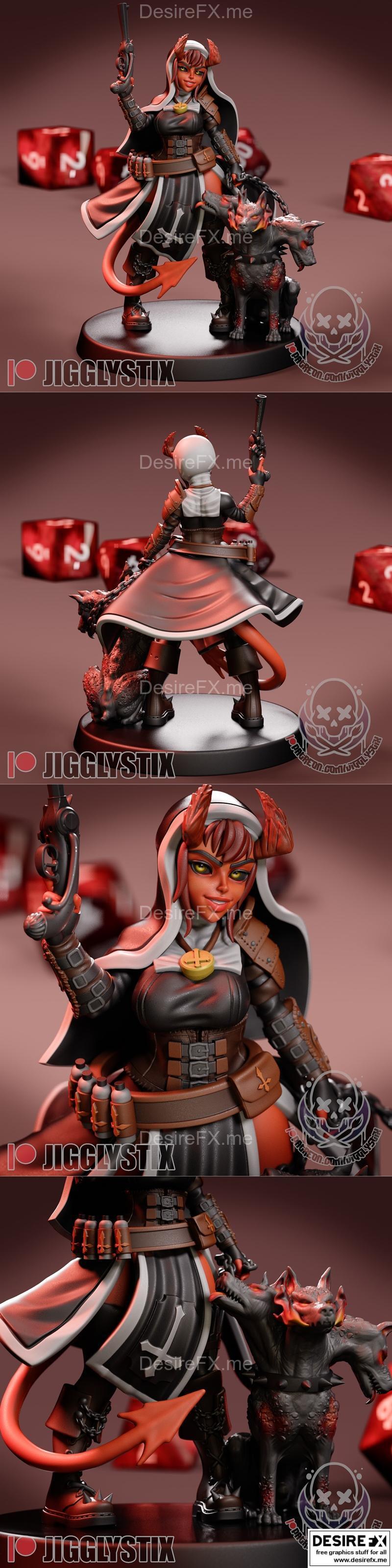 恶魔修女猎手——Jigglystix——3D打印模型|Demon Nun Huntress – Jigglystix – 3D Print Model STL