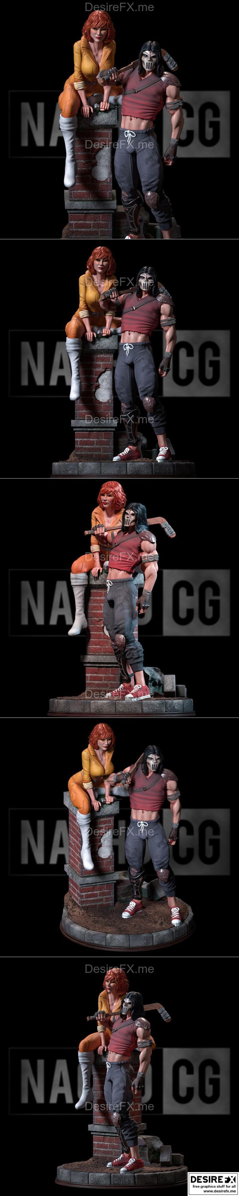 TMNT角色April和Casey 3D打印模型|April and Casey from TMNT – 3D Print Model STL