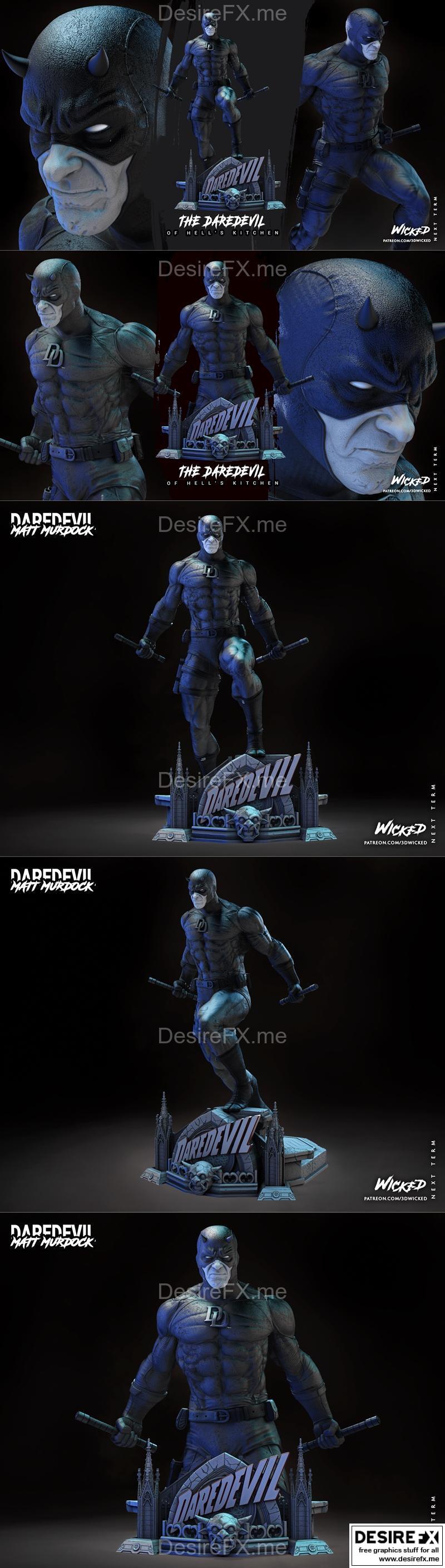 WICKED角色复仇者雕像3D打印模型|WICKED – Daredevil Statue and Bust – 3D Print Model STL