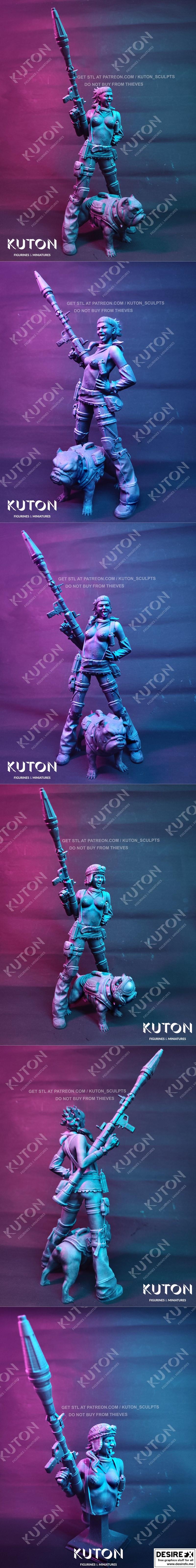 Kuton 3D打印模型：巴祖卡女孩人形与胸围造型|Kuton – Bazooka Girl Figure and Bust – 3D Print Model STL