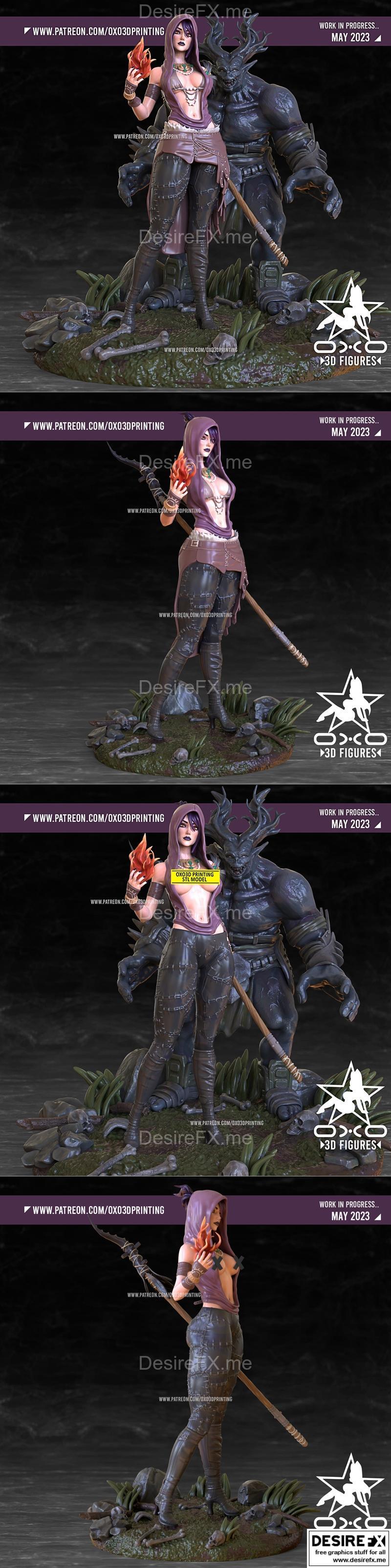 龙之谷莫瑞甘与巨魔 3D打印模型|OXO3D – Morrigan and Ogre from Dragon Age – 3D Print Model STL