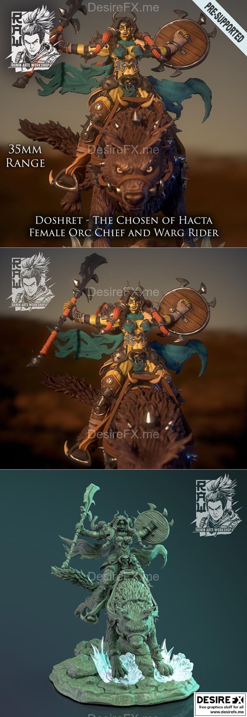došret 女兽人战骑手 3D打印模型|Doshret Female Orc Warg Rider – 3D Print Model STL