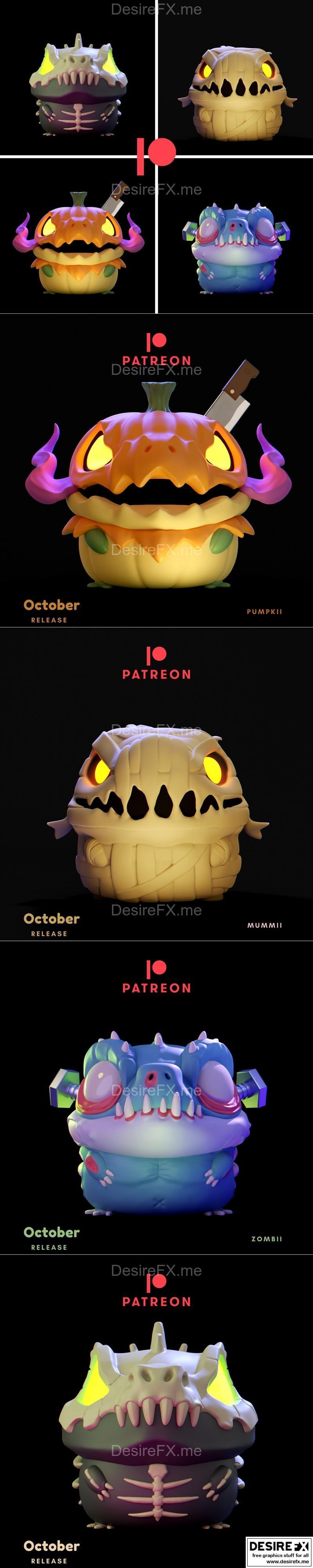 2022年10月3D打印模型：动漫游戏角色立体造型设计集|Designs October 2022 – 3D Print Model STL