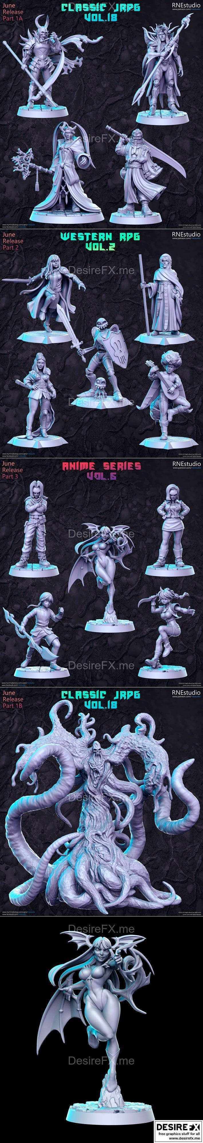 RNE工作室2023年6月3D打印模型：动漫游戏角色立体模型集|RNE Studio June 2023 – 3D Print Model STL