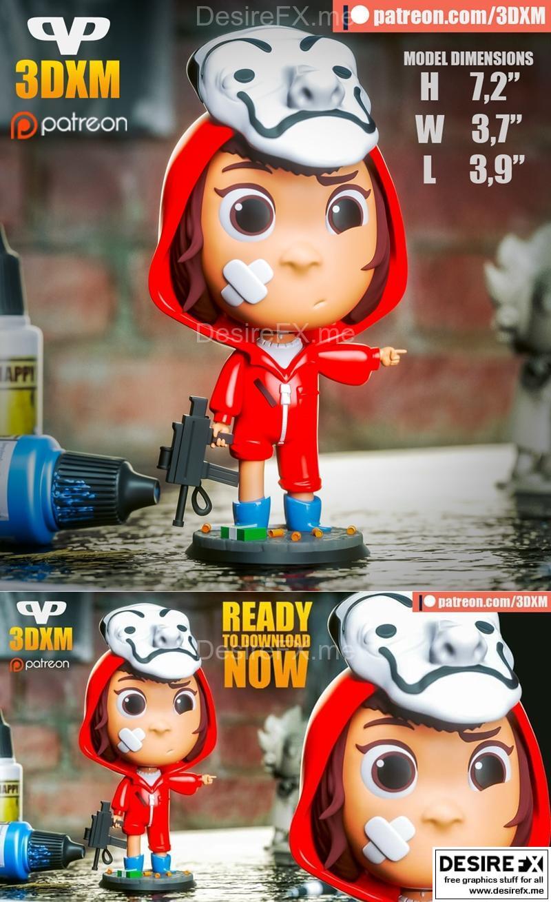 东京Chibi版《货币窃贼》3D打印模型|Tokyo Chibi Money Heist – 3D Print Model STL