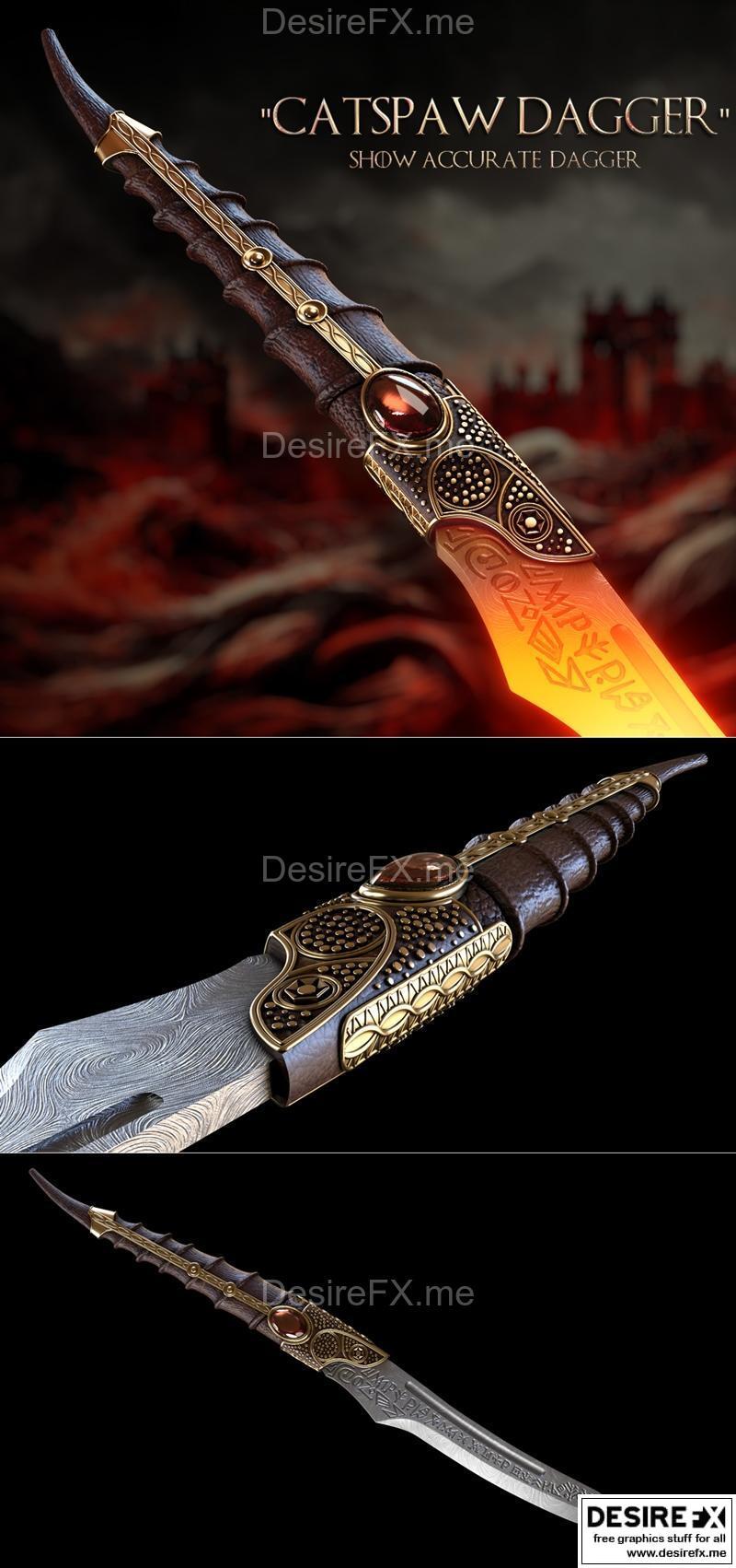 龙之家族 三眼乌鸦 宠物匕首 3D打印模型|Catspaw Dagger – Show Accurate Dagger – House of the Dragon – Game of thrones – 3D Print Model STL
