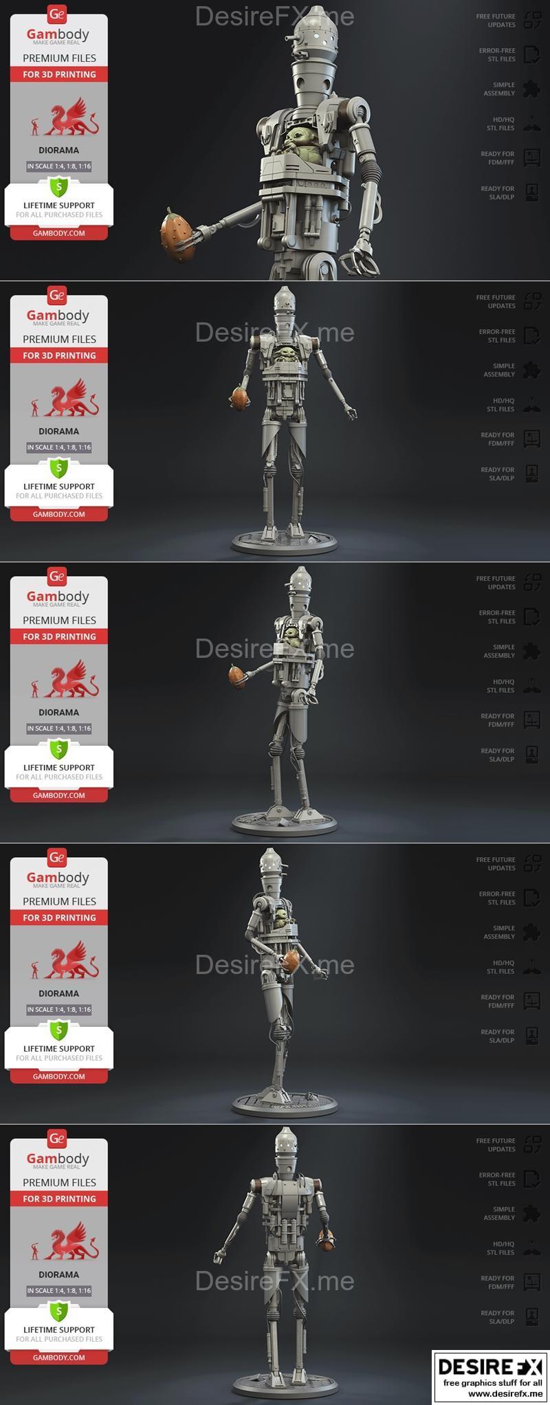 Gambody - 伊戈-格鲁吉 3D打印模型|Gambody – IG-12 with Grogu in Diorama – 3D Print Model STL