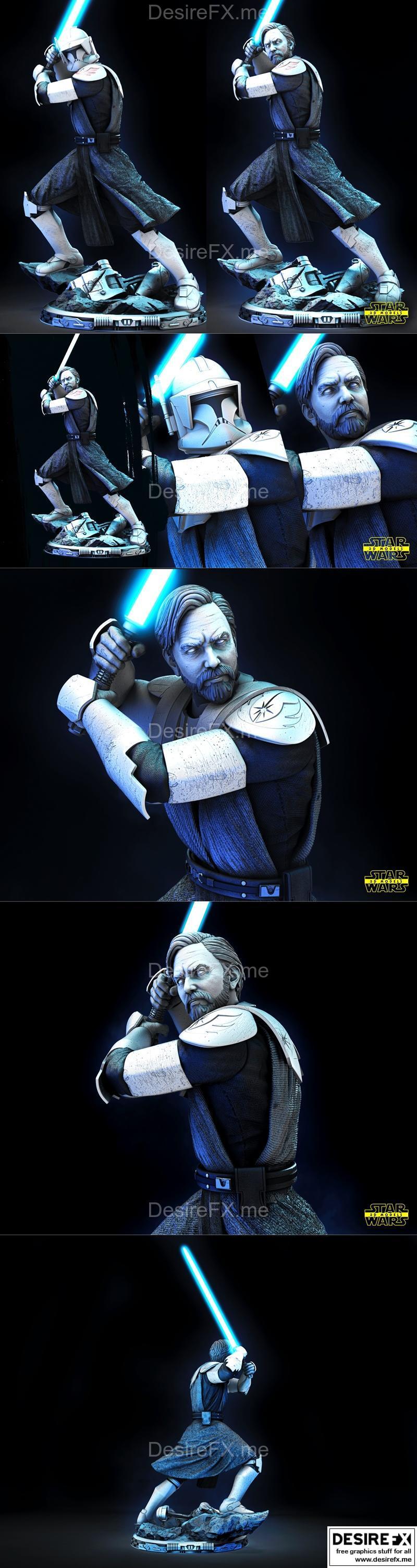 星球大战  Obi-Wan 阿纳金 3D打印模型|Star Wars – Obi Wan Kenobi Sculpture – 3D Print Model STL