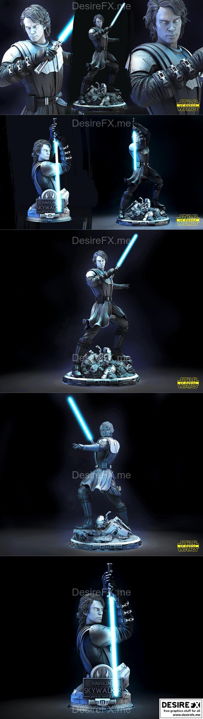 星球大战 安纳金 立体打印模型|Star Wars – Anakin Sculpture and Bust – 3D Print Model STL