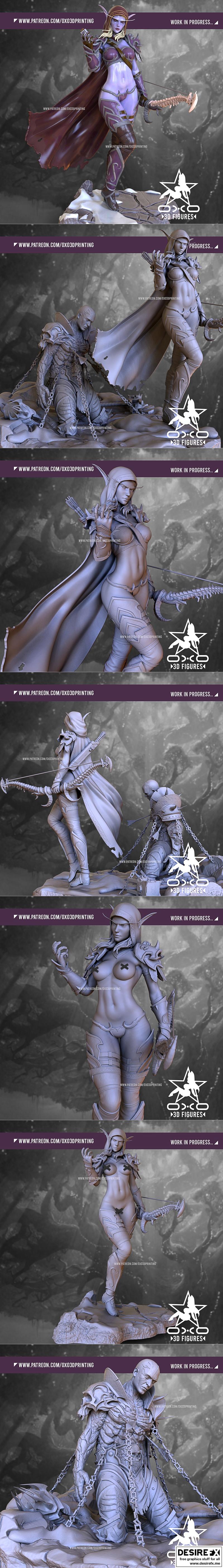 魔兽世界3D打印模型： Sylvanas风行者与Bolvar福德龙王|OXO3D – Sylvanas Windrunner and Bolvar Fordragon from World of Warcraft – 3D Print Model STL