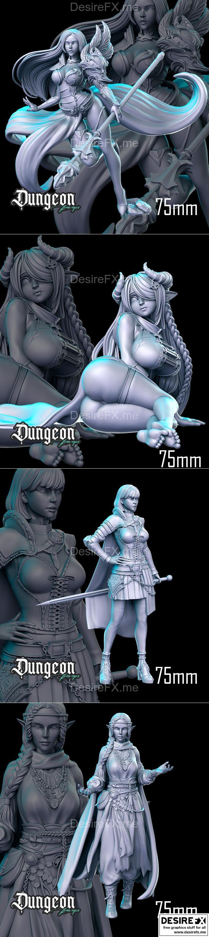 地下城插画师2023年6月作品——3D打印模型STL|Dungeon Pin-ups June 2023 – 3D Print Model STL