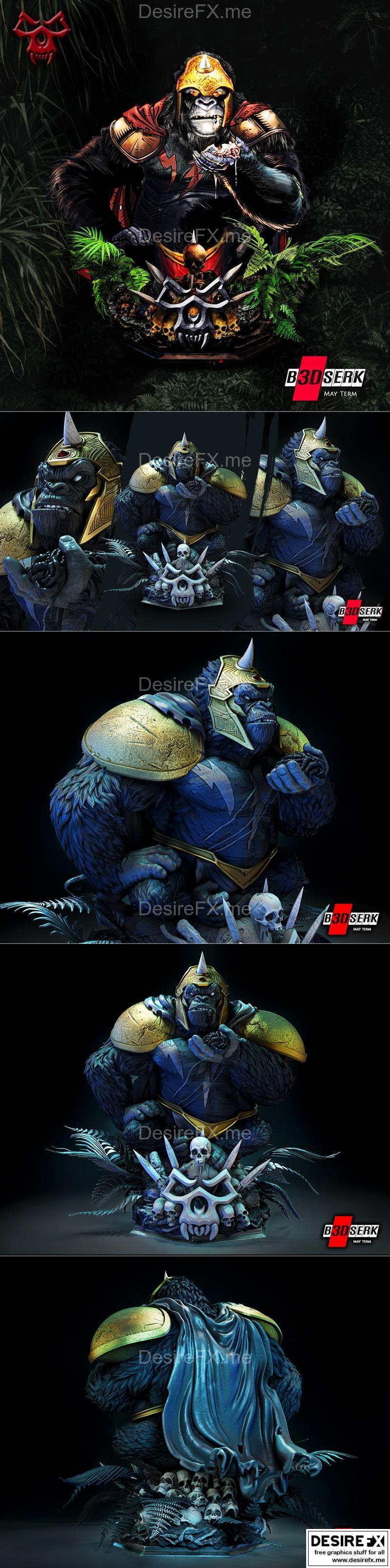 B3DSERK – 金刚狼造型3D打印模型|B3DSERK – Gorilla Grodd Bust – 3D Print Model STL