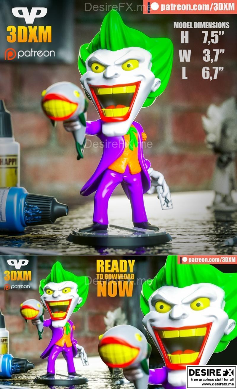 3DXM - 动漫游戏角色小丑Chibi 3D打印模型|3DXM – Joker Chibi – 3D Print Model STL