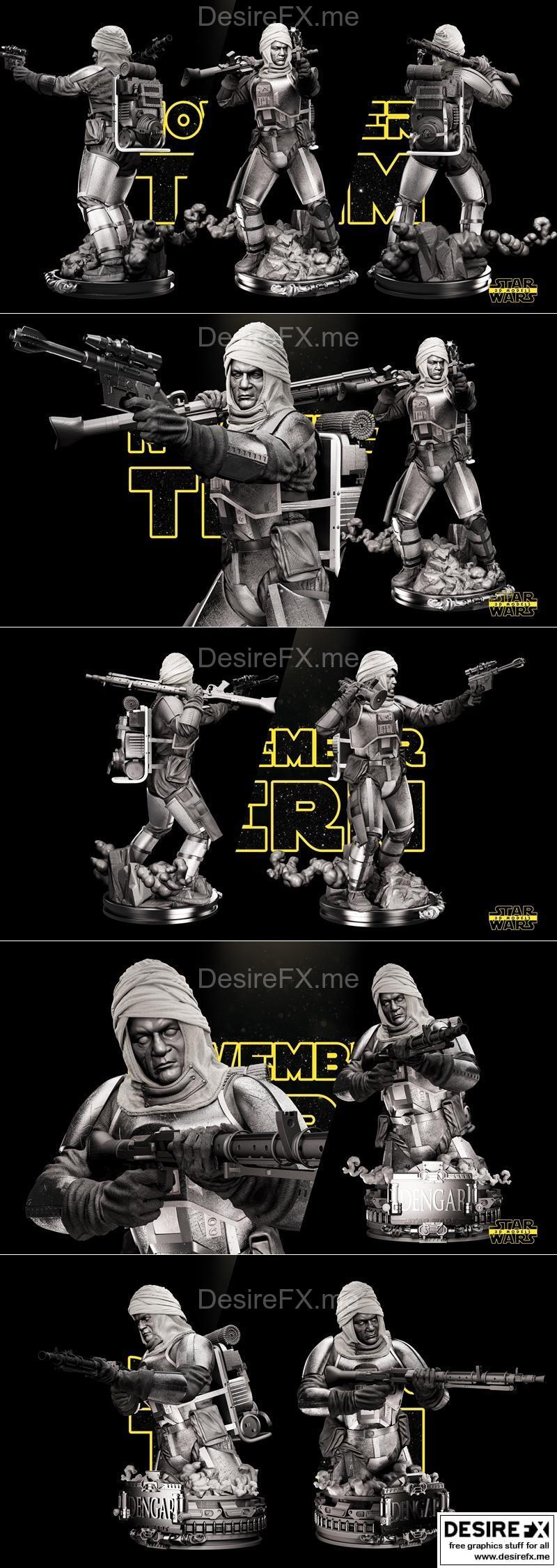 星球大战 滕加 玩具雕塑 3D打印模型|Star Wars – Dengar Sculpture and Bust – 3D Print Model STL