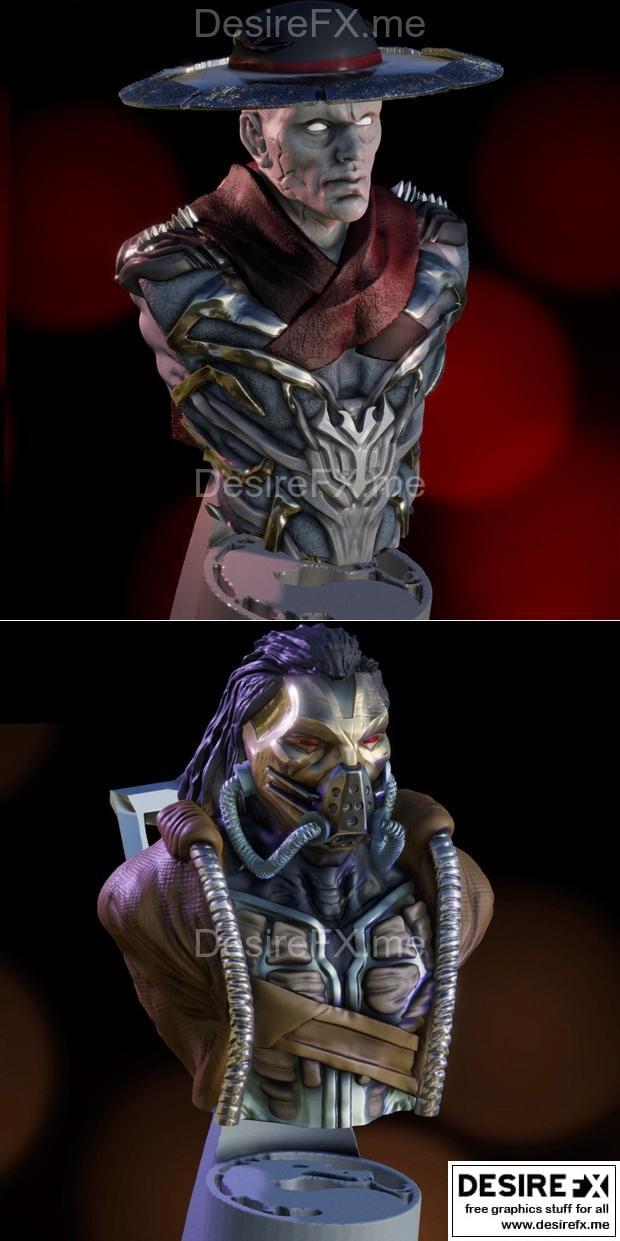 Mortal Kombat 防御者 Kung Lao 3D打印模型|Kabal Bust and Kung Lao from Mortal Kombat Bust – 3D Print Model STL