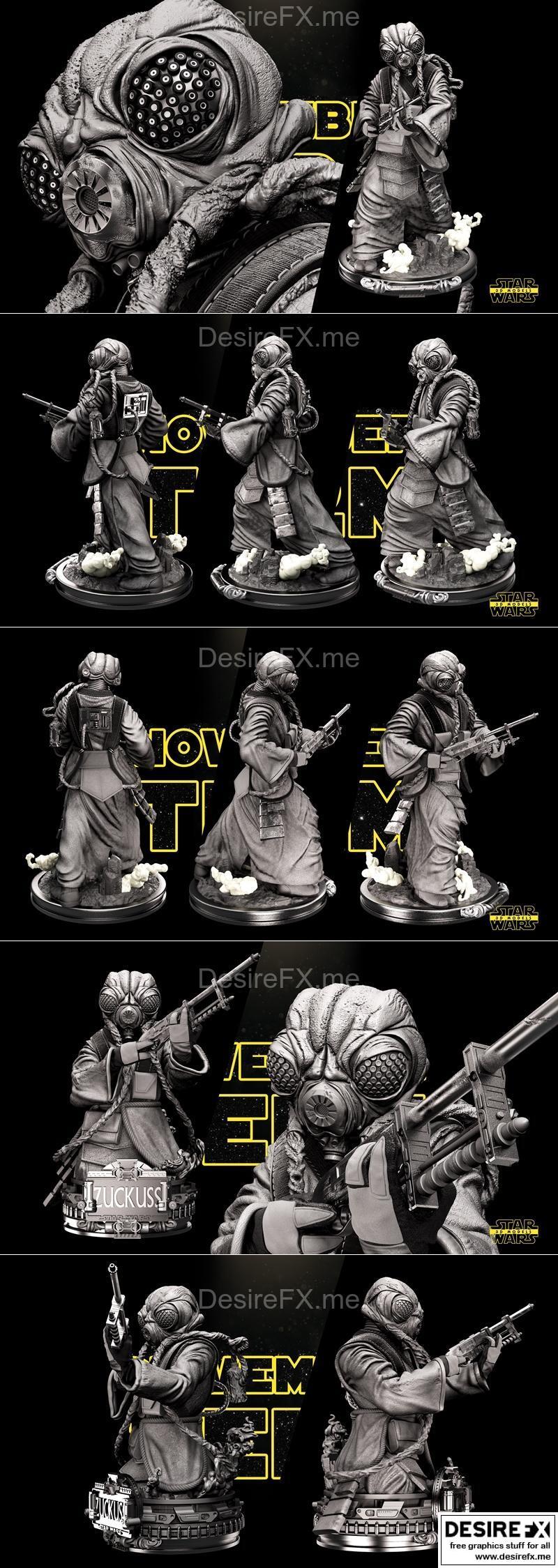 星球大战 祖克苏斯雕塑 3D打印模型|Star Wars – Zukkuss Sculpture and Bust – 3D Print Model STL
