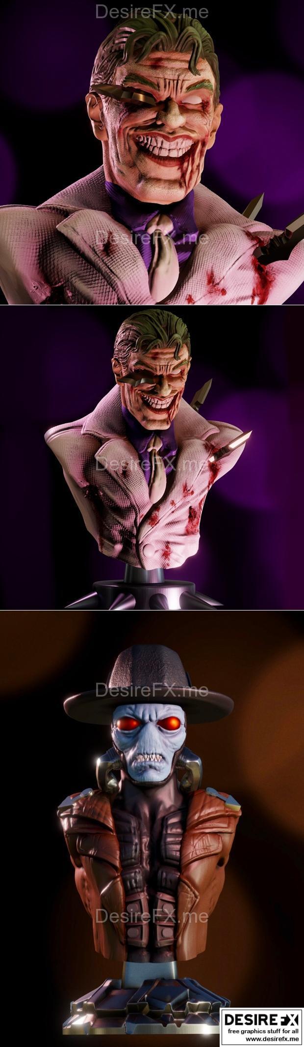 小丑漫画头像与卡德·巴恩3D打印模型|Joker Comic Bust and Cad-Bane Bust – 3D Print Model STL