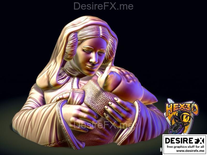 Hex3D -《星球大战》莱娅与格鲁古 3D打印模型|Hex3D – Leia and Grogu – 3D Print Model STL