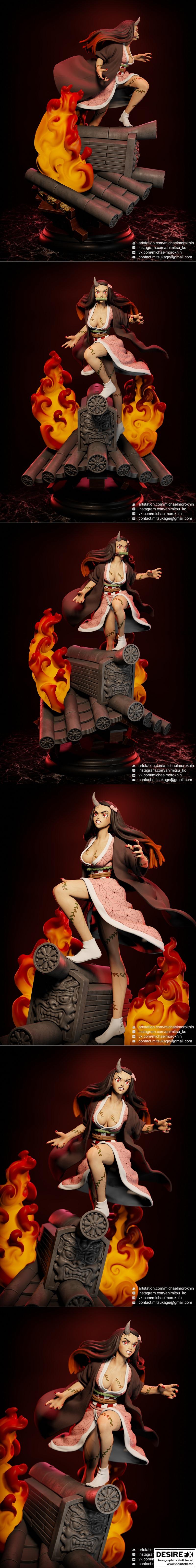 炭治郎家族·聂佐·3D打印模型|Nezuko Kamado – 3D Print Model STL