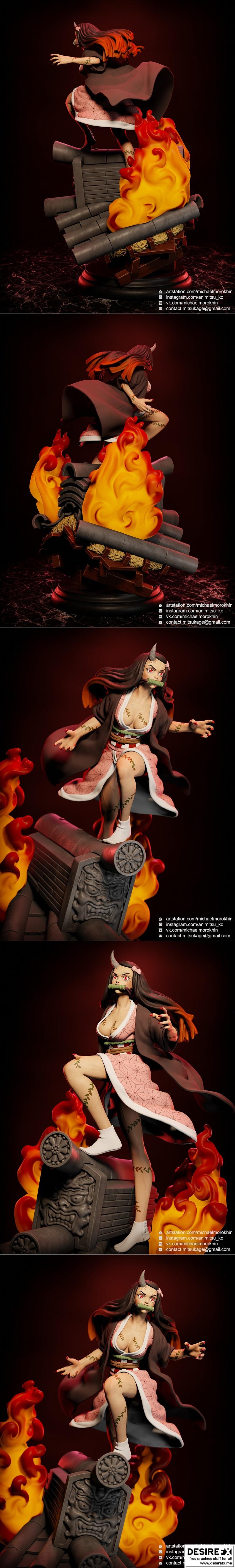 炭治郎家族·聂佐·3D打印模型|Nezuko Kamado – 3D Print Model STL