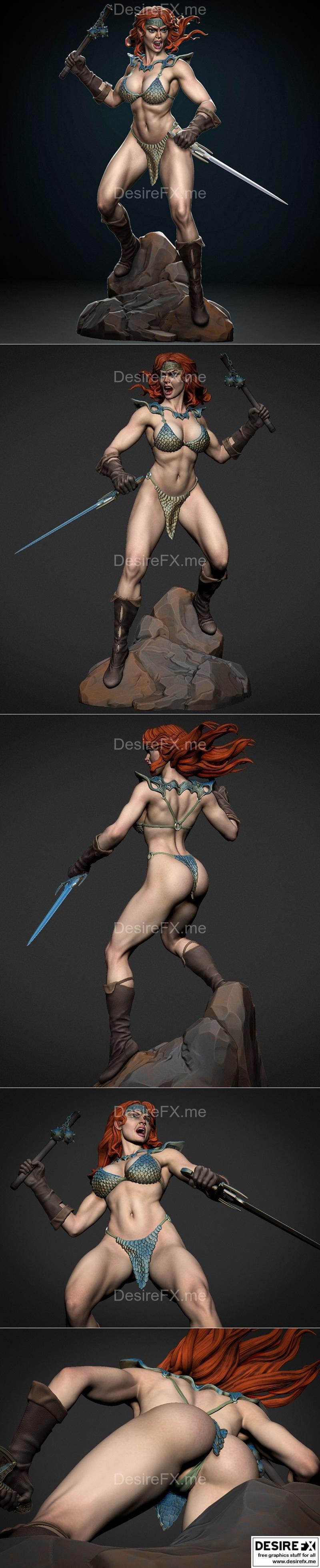 红发女战士Red Sonja 3D打印模型|Red Sonja – 3D Print Model STL