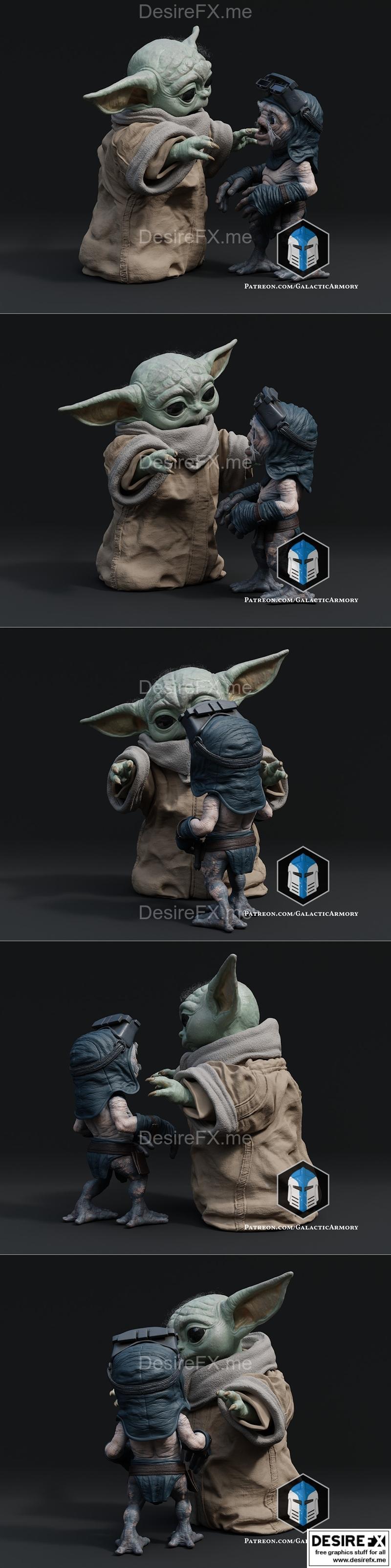 巴博和Grogu - 3D打印模型|Babu and Grogu – Pose 2 – 3D Print Model STL