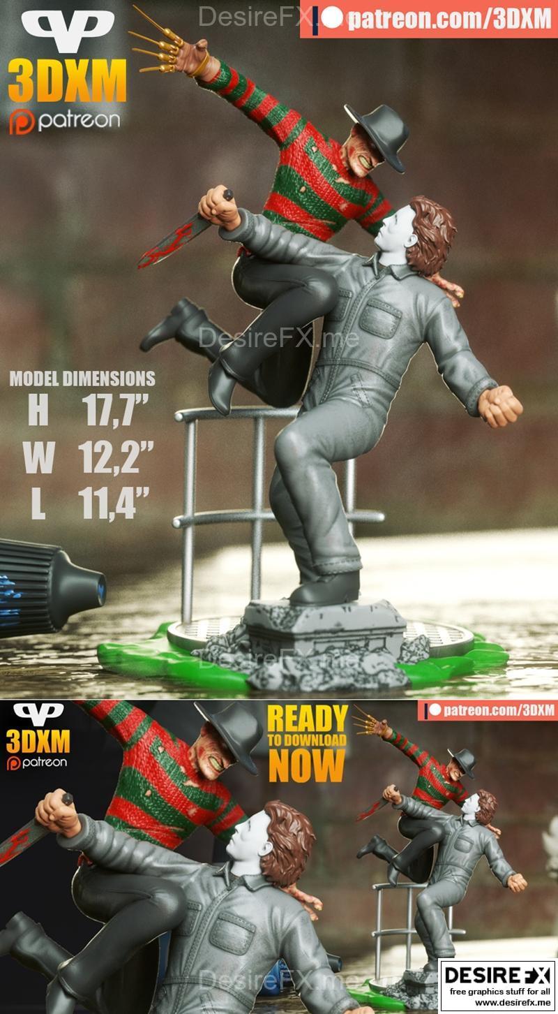弗雷迪·克鲁格 vs 德克斯特·迈尔斯 3D打印模型 STL|Freddy Krueger vs Michael Myers – 3D Print Model STL