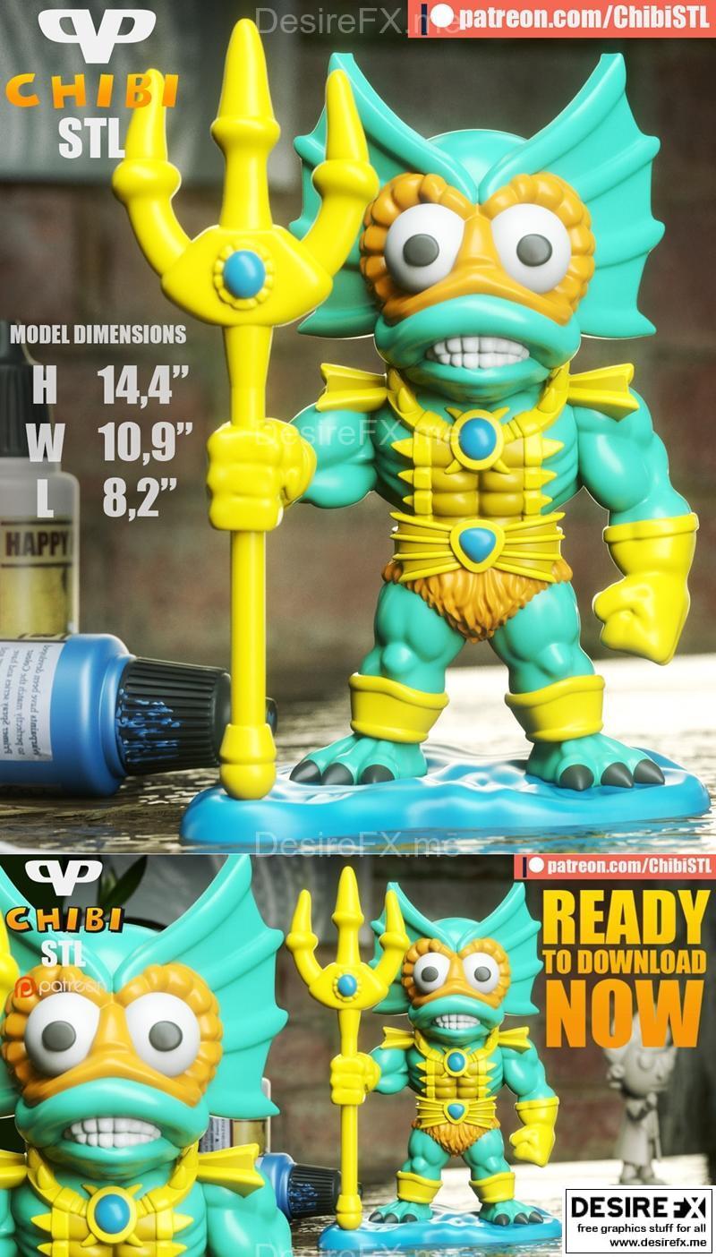 萌系海神——3D打印模型|Mer-Man Chibi – 3D Print Model STL