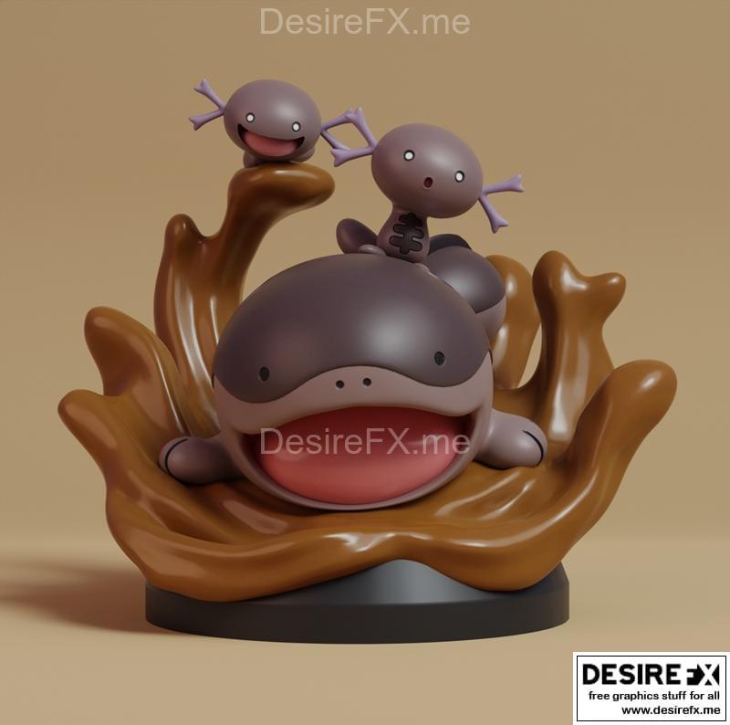 宝可梦 陆地精灵 3D打印模型|Pokemon – Clodsire diorama – 3D Print Model STL