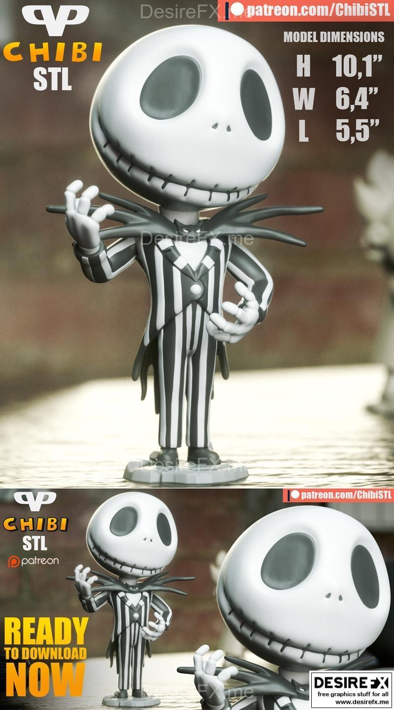 杰克·斯克里文手办模型 3D打印版|Jack Skellington Chibi – 3D Print Model STL