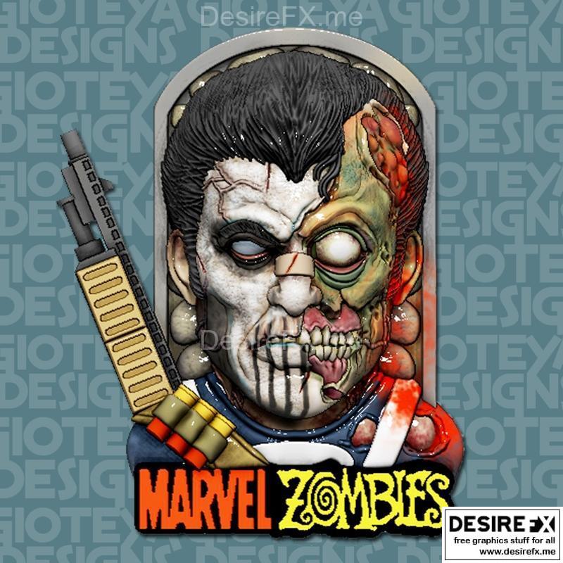 漫威丧尸——惩罚者 3D打印模型|Marvel Zombies – The Punisher – 3D Print Model STL