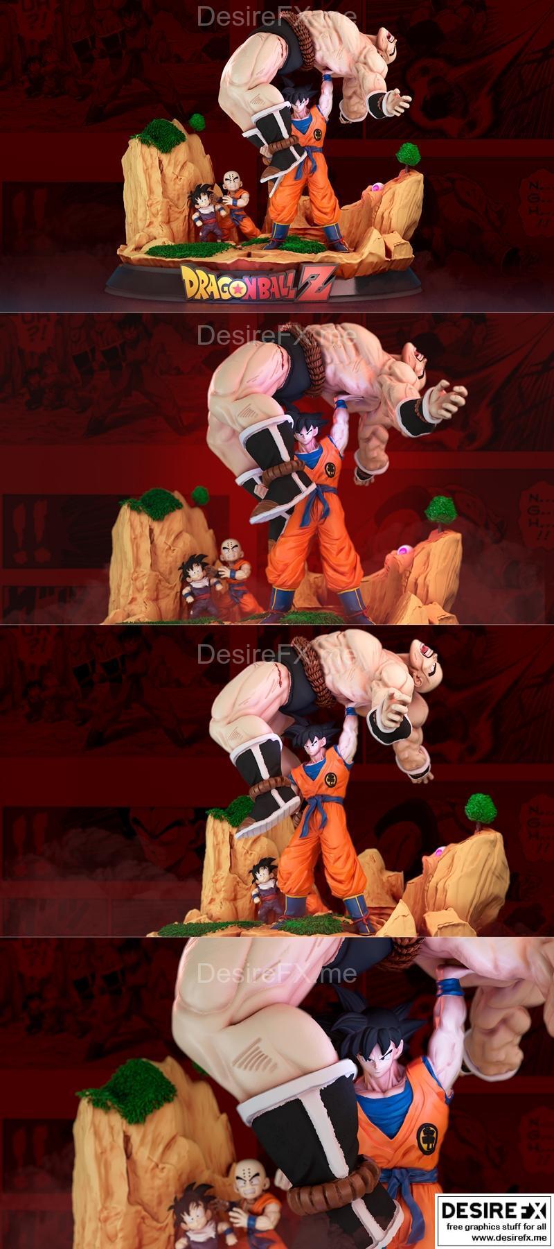 龙珠3D打印模型：悟空与纳帕场景复刻|Goku and Nappa Diorama from Dragon ball – 3D Print Model STL