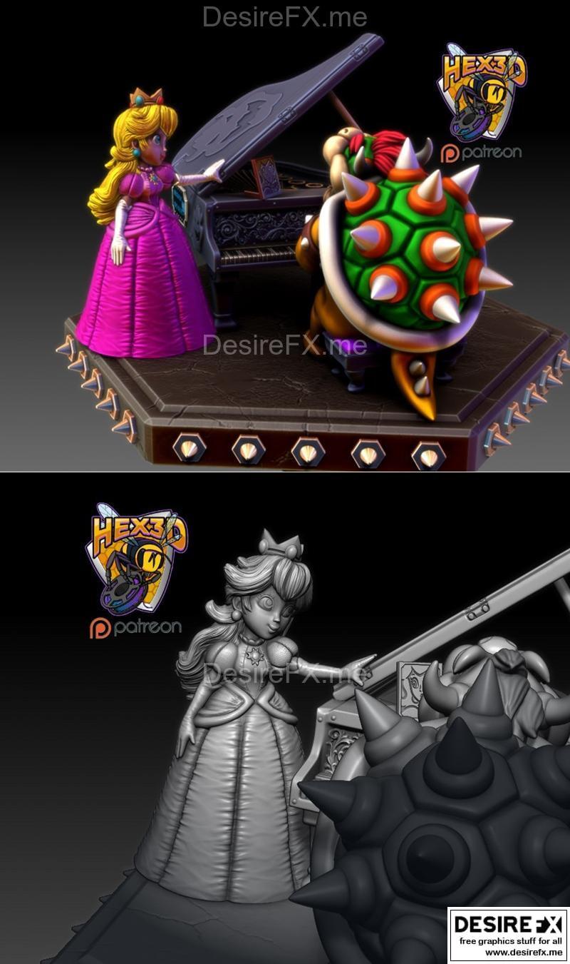 Hex3D - 草莓熊佩奇 3D打印模型|Hex3D – Bowser Peaches Peach Addon – 3D Print Model STL
