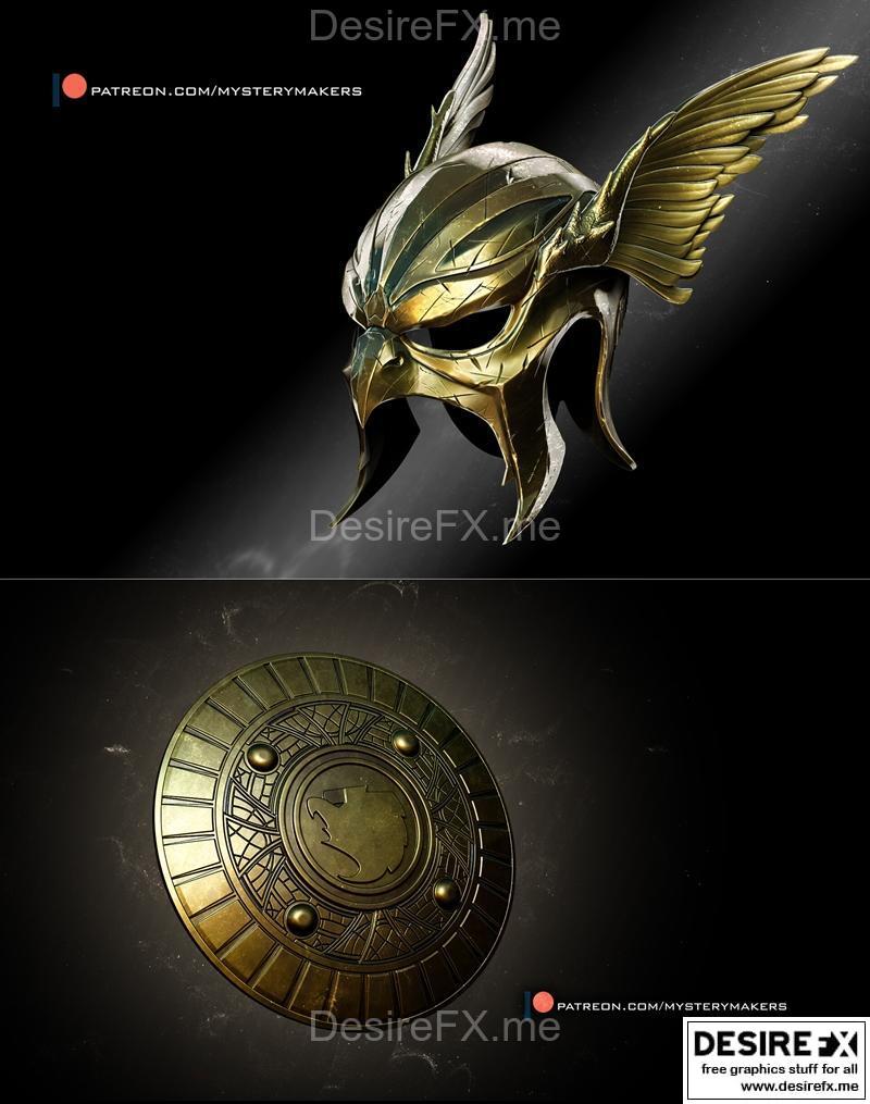 鹰眼头盔与鹰眼盾牌——3D打印模型|Hawkman Helmet and Hawkman Shield – 3D Print Model STL