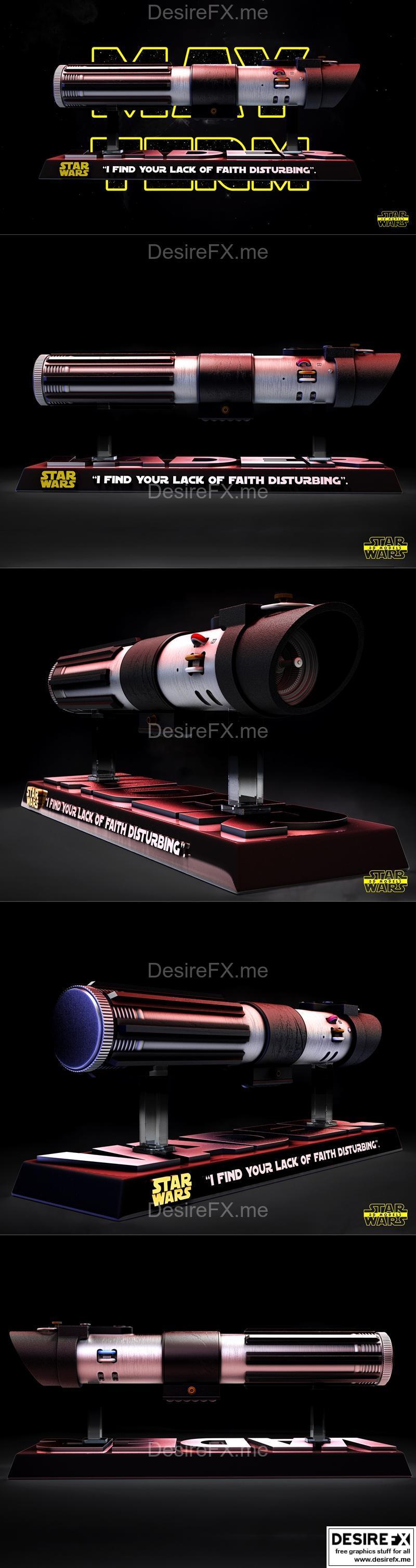 星球大战 夏尔克光剑雕塑 3D打印模型|Star Wars – Darth Vader Lightsaber Sculpture – 3D Print Model STL